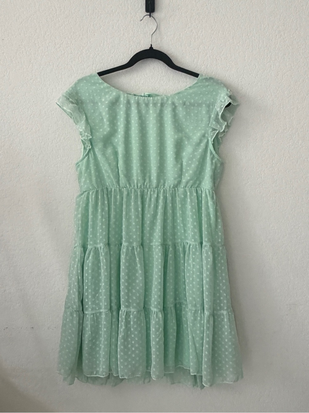 LUCY IN THE SKY MINT SWISS DOT TIERED BABYDOLL MINI DRESS COQUETTE COTTAGECORE